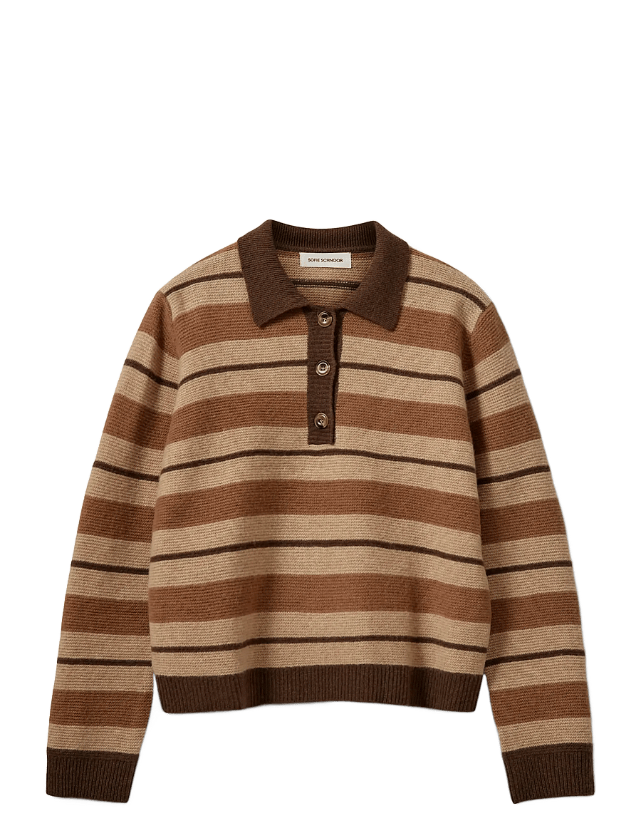 Sofie Schnoor - STORMASW STRIPED KNIT POLO - brown melange - 1