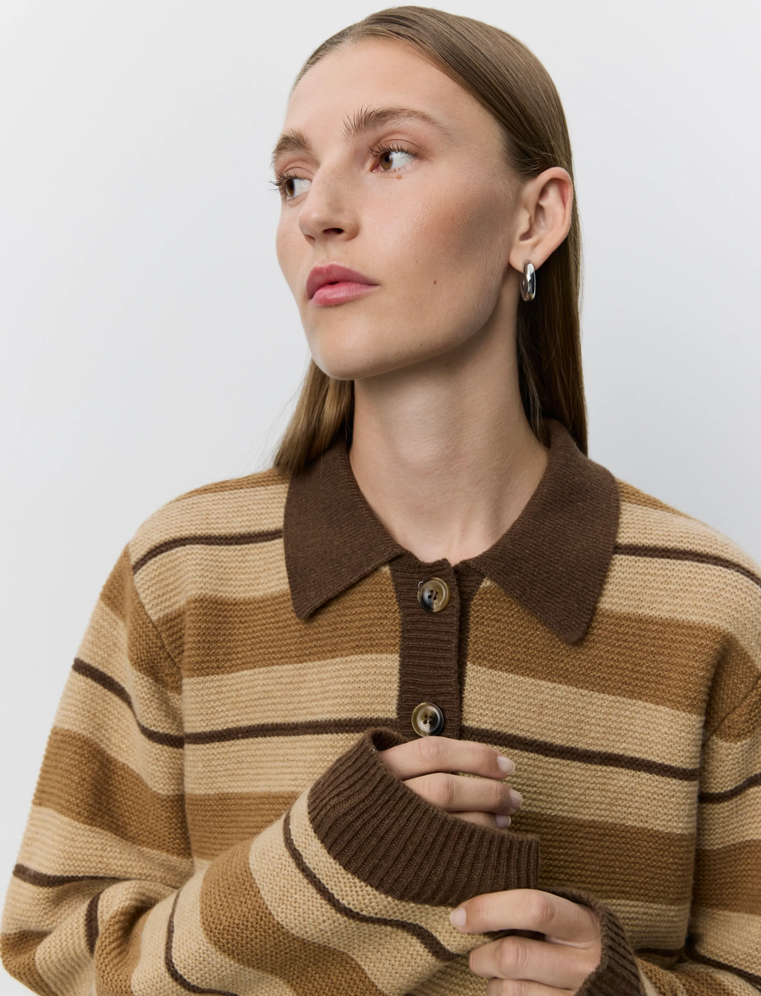 Sofie Schnoor Stormasw Striped Knit Polo, M, Knitwear, Braun - Cardigans, Frauen