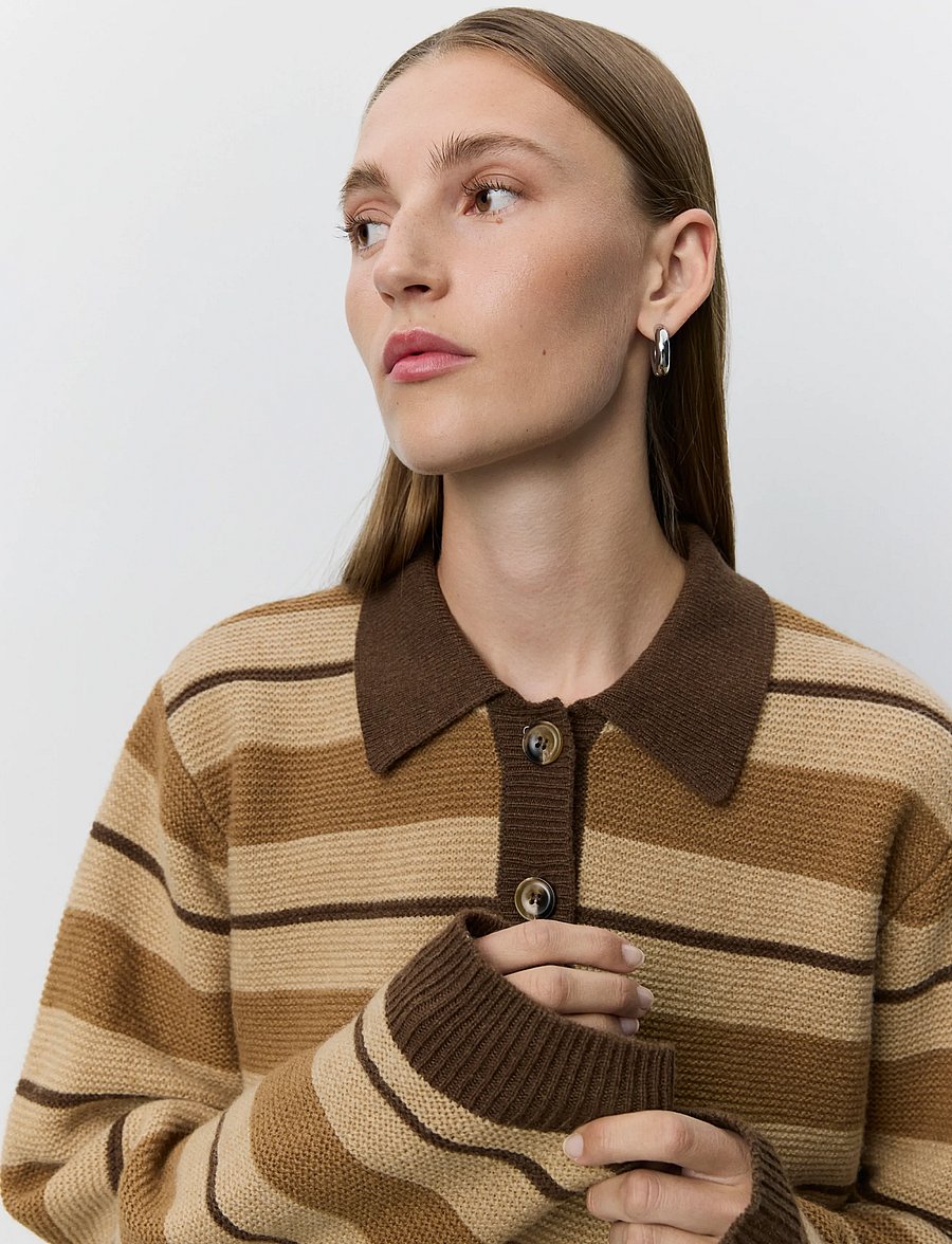 Sofie Schnoor - STORMASW STRIPED KNIT POLO - brown melange - 0