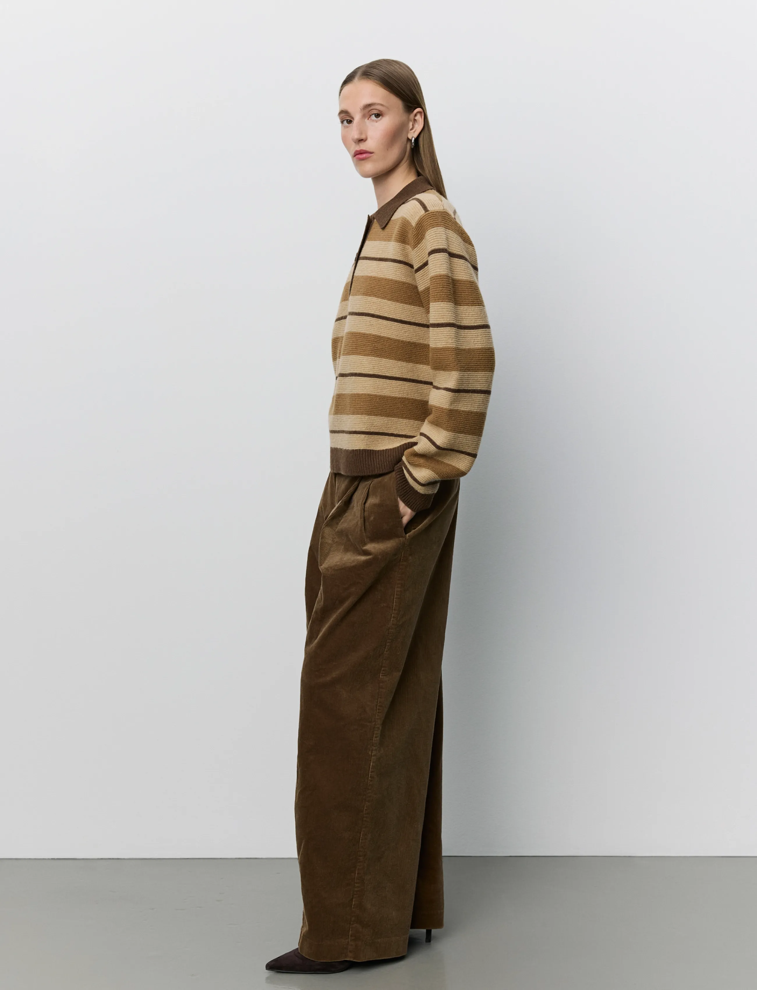 Sofie Schnoor - STORMASW STRIPED KNIT POLO - brown melange - 4