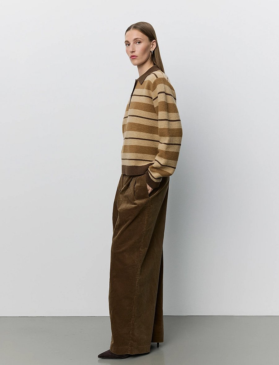 Sofie Schnoor - STORMASW STRIPED KNIT POLO - brown melange - 4