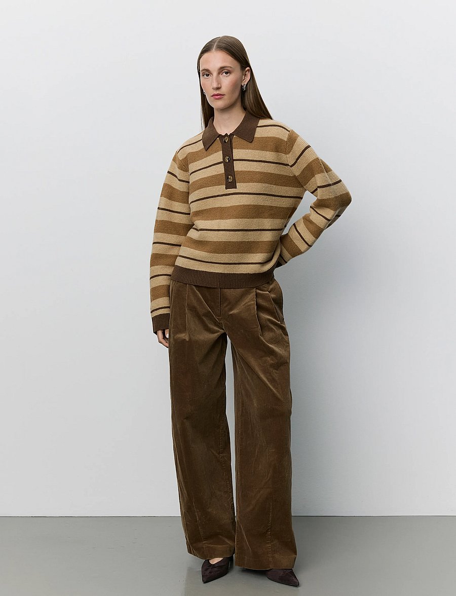 Sofie Schnoor - STORMASW STRIPED KNIT POLO - brown melange - 5