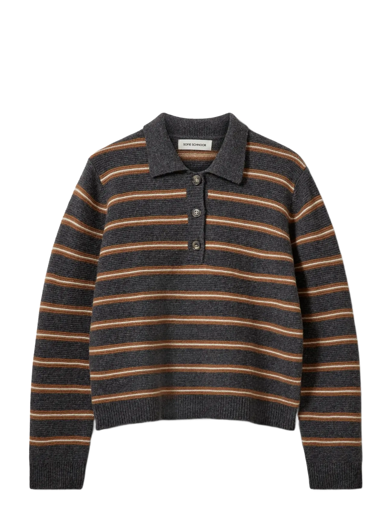 Sofie Schnoor STORMASW STRIPED KNIT POLO - Noor - DARK GREY MELANGE / grey