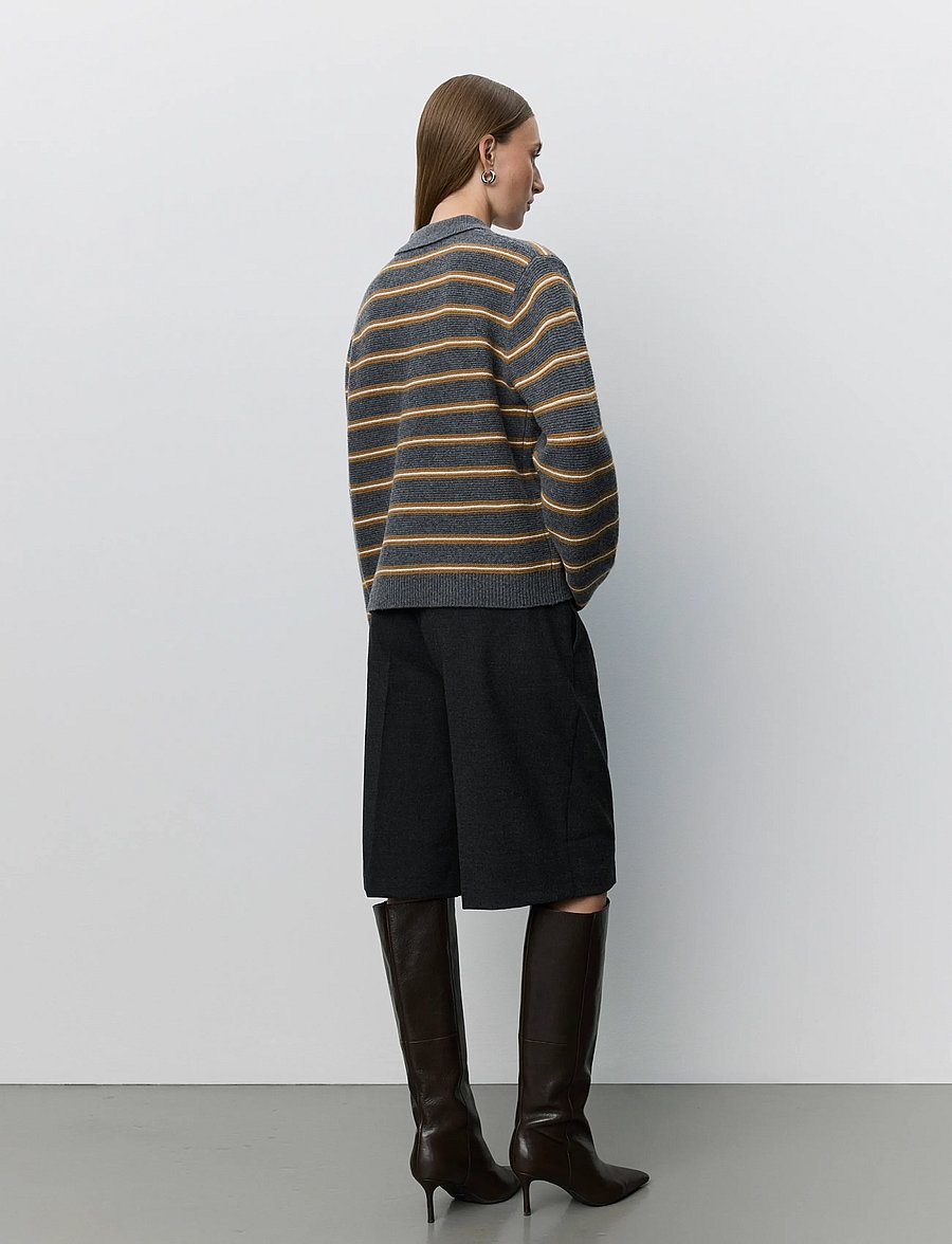 Sofie Schnoor - STORMASW STRIPED KNIT POLO - dark grey melange - 0