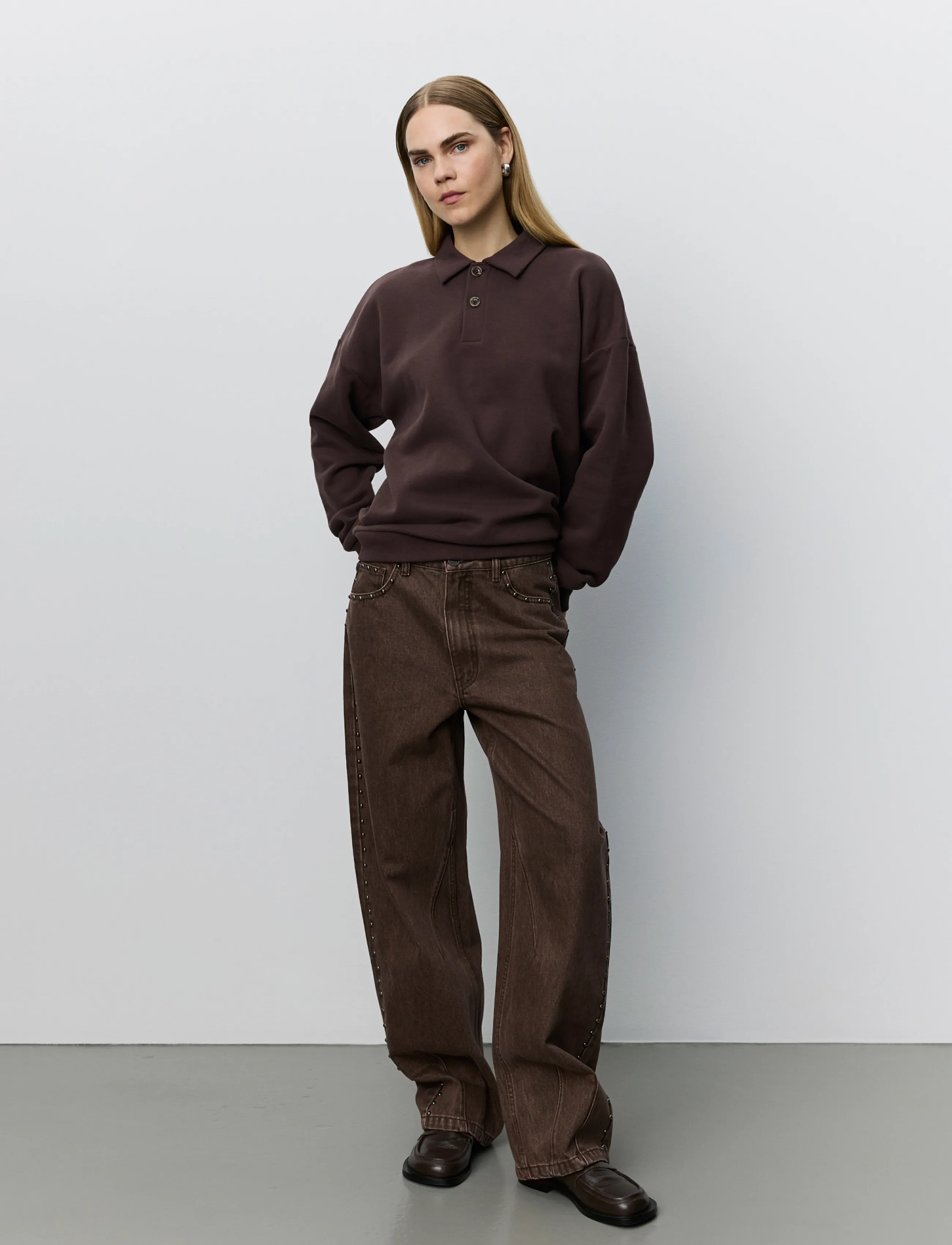 Sofie Schnoor HAVANASW BARREL JEANS WITH RIVETS - Denim clothing - MIDDLE BROWN / brown