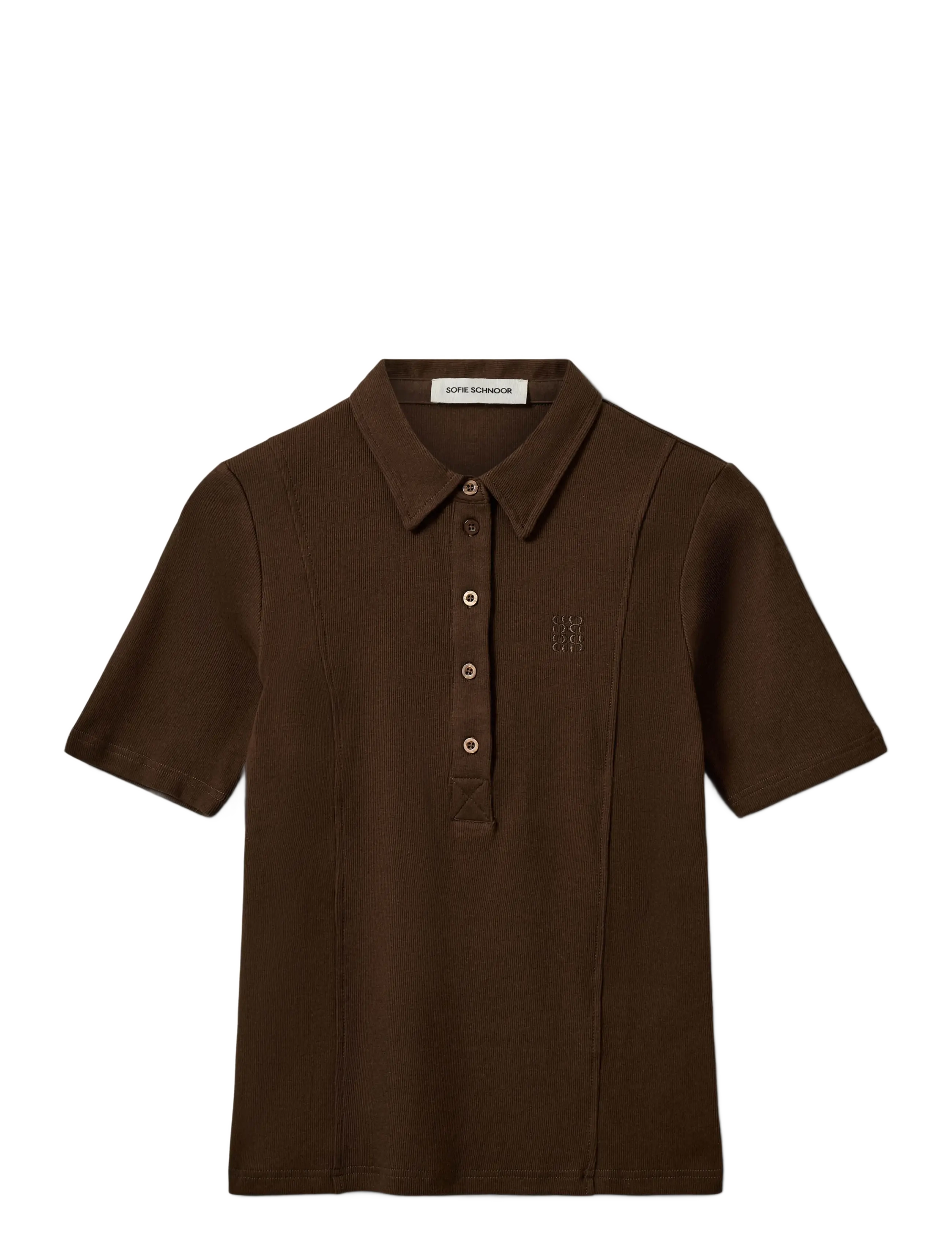 Sofie Schnoor BAELASW RIB POLO TEE - Tøj - DARK BROWN / brown