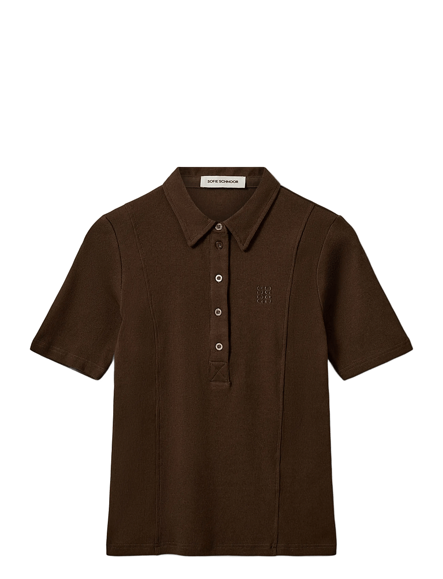 Sofie Schnoor - BAELASW RIB POLO TEE - poloer - dark brown - 1