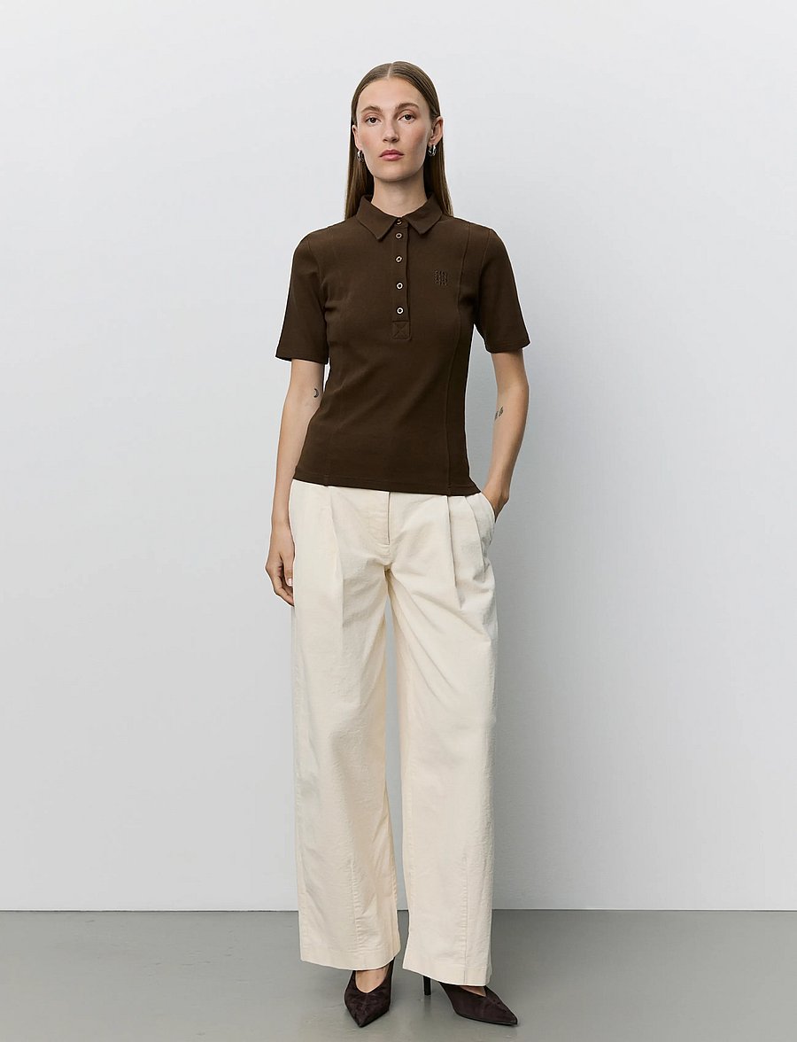 Sofie Schnoor - BAELASW RIB POLO TEE - poloer - dark brown - 0