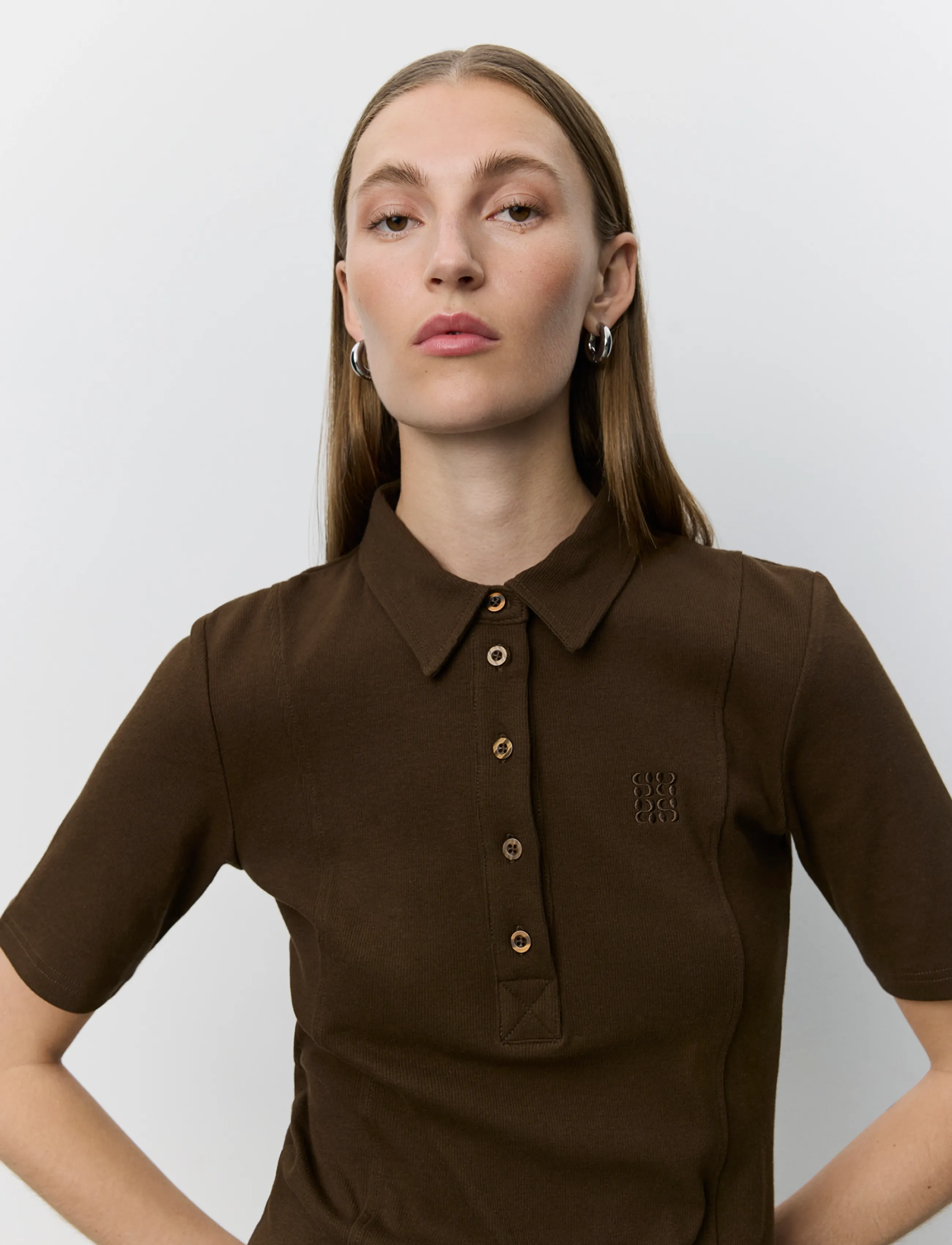 Sofie Schnoor - BAELASW RIB POLO TEE - poloer - dark brown - 4