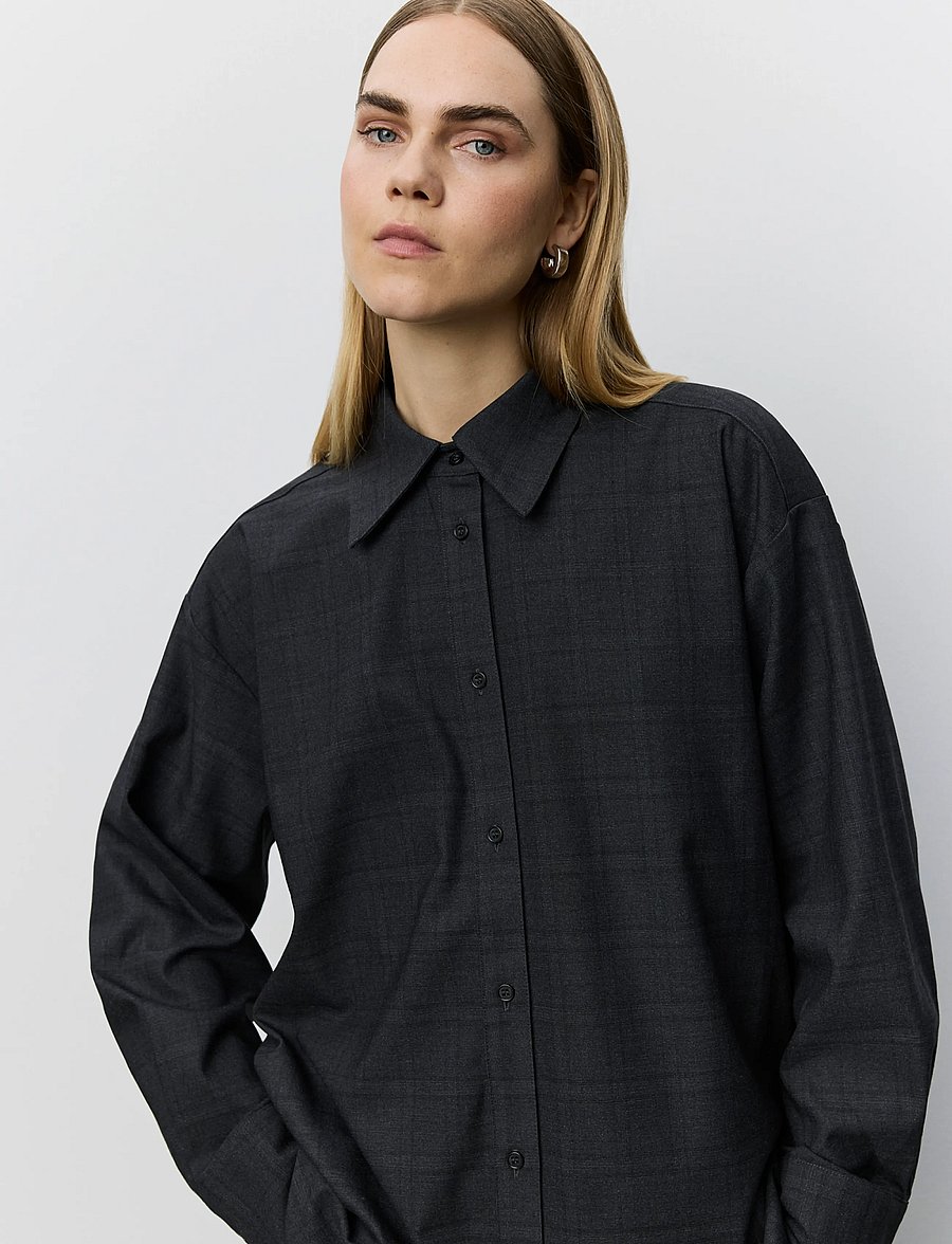 Sofie Schnoor - SIMASW OVERSIZED SHIRT - overshirts - grey check - 5
