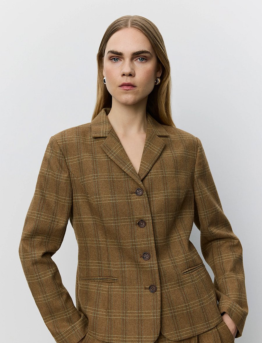 Sofie Schnoor - POPPYSW CHECKED BLAZER - einreihige blazer - maple brown check - 3