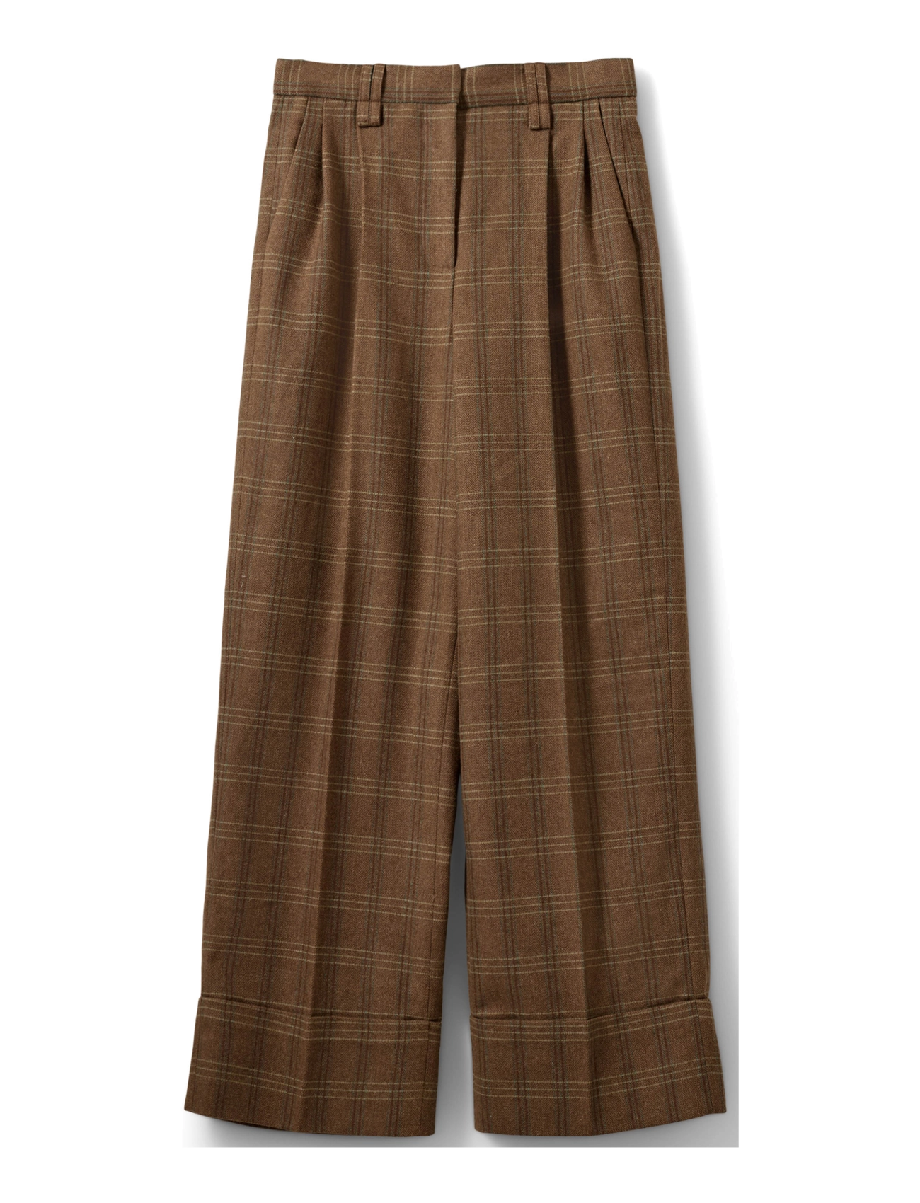 Sofie Schnoor - ROSANASW CHECKED WIDE LEG TROUSERS - maple brown check - 1