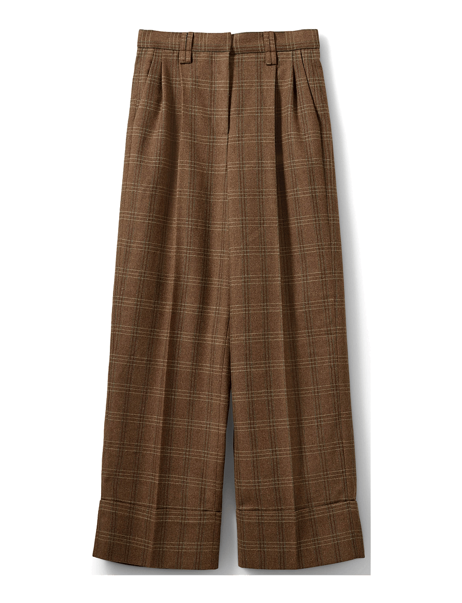 Sofie Schnoor - ROSANASW CHECKED WIDE LEG TROUSERS - anzugshosen - maple brown check - 1