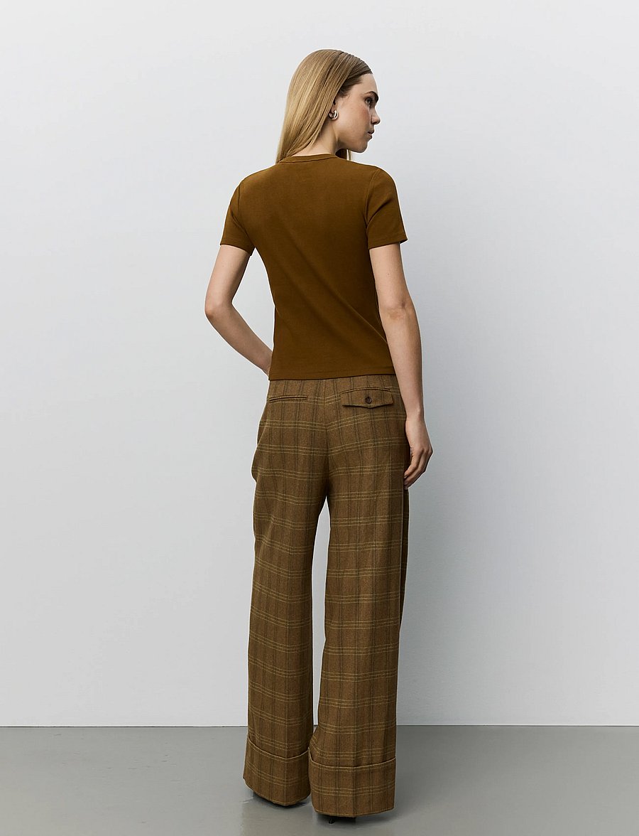 Sofie Schnoor - ROSANASW CHECKED WIDE LEG TROUSERS - anzugshosen - maple brown check - 0