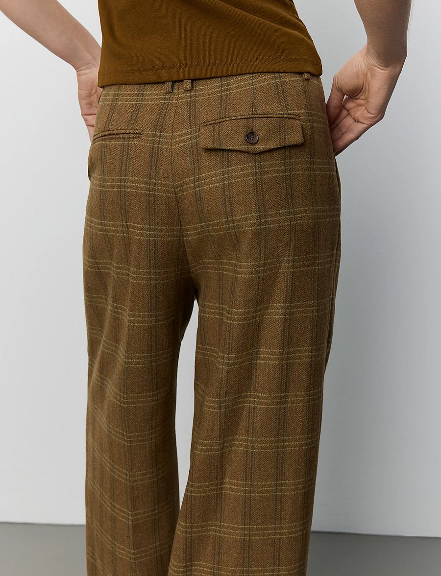 Sofie Schnoor - ROSANASW CHECKED WIDE LEG TROUSERS - anzugshosen - maple brown check - 3