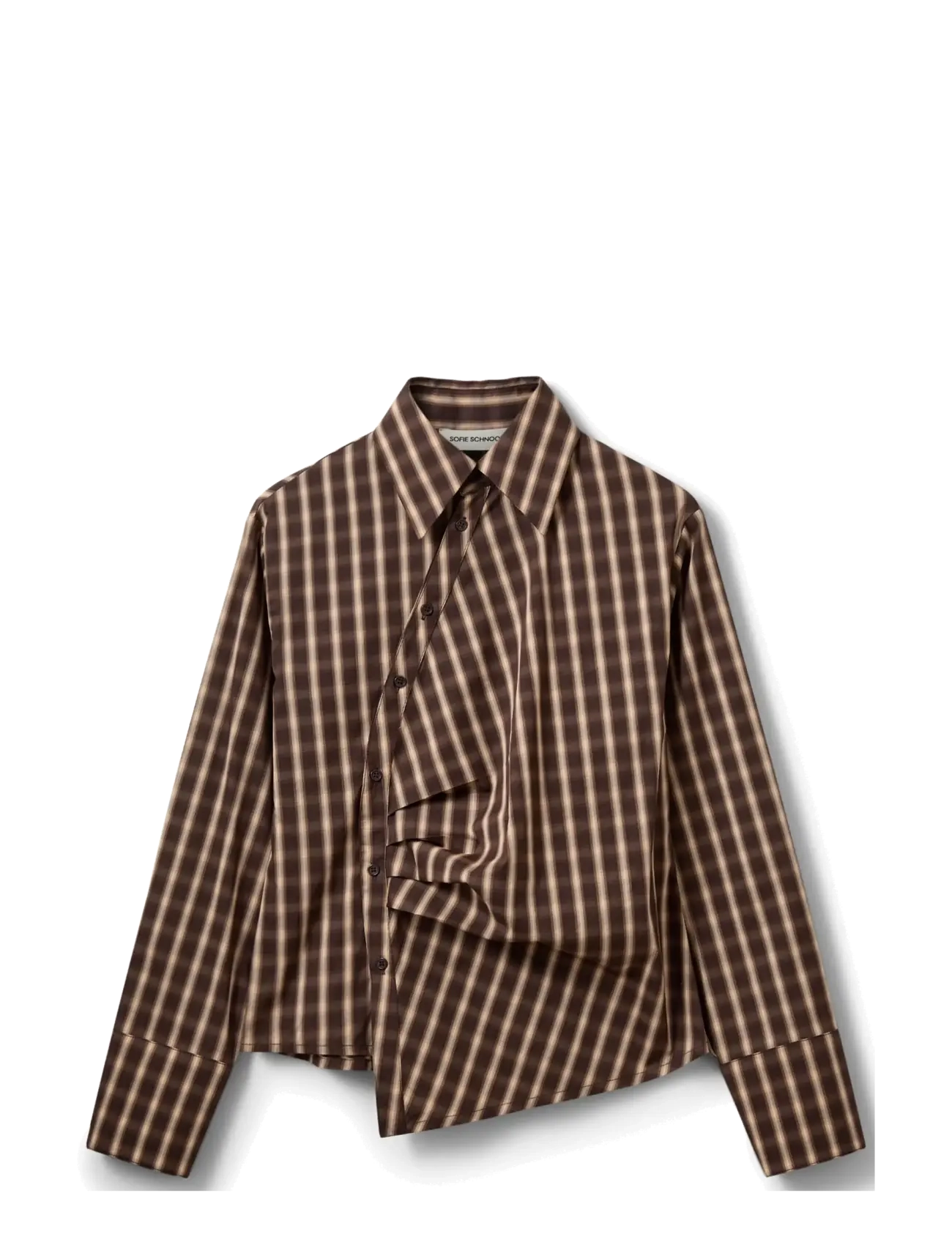 Sofie Schnoor PAIGESW ASYMMETRIC SHIRT - Sofie Schnoor - BROWN CHECK / brown