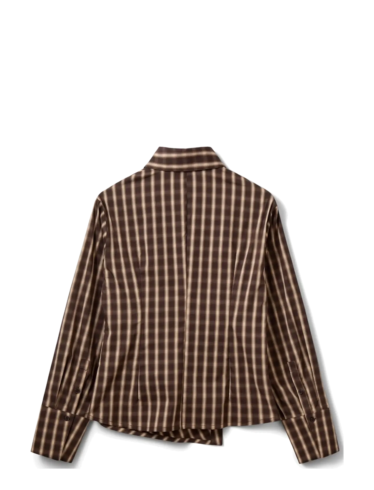 Sofie Schnoor - PAIGESW ASYMMETRIC SHIRT - pikkade varrukatega särgid - brown check - 1