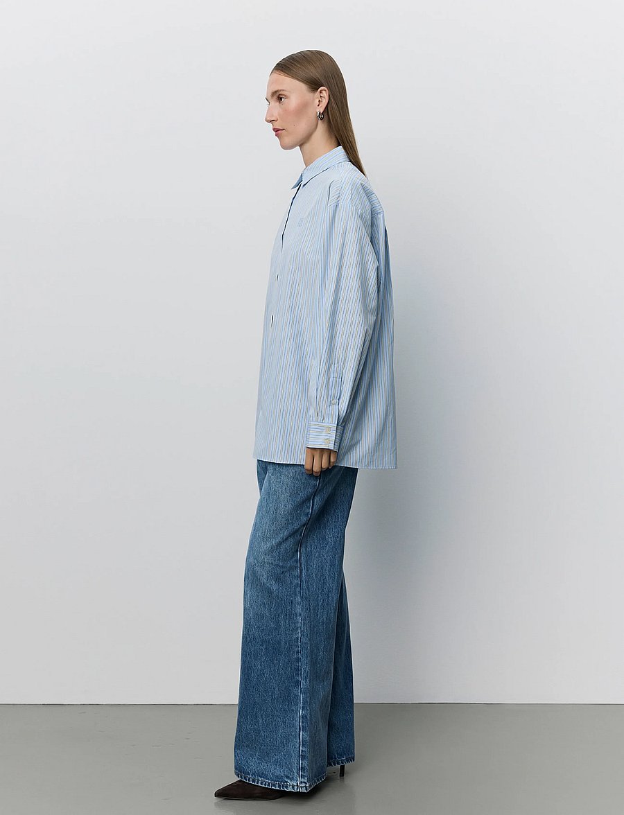 Sofie Schnoor - MERCYSW STRIPED OVERSIZED SHIRT - hemden - blue striped - 0
