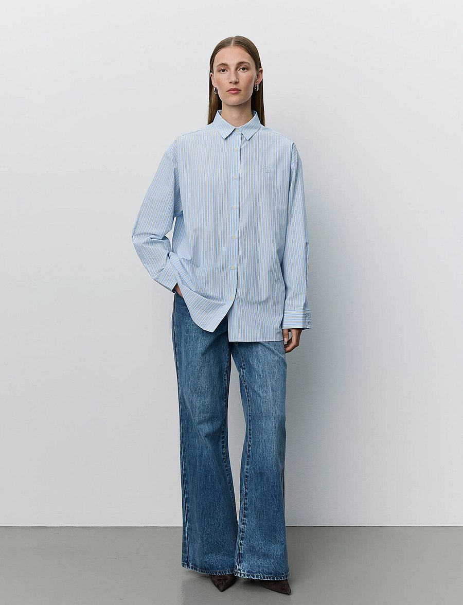 Sofie Schnoor - MERCYSW STRIPED OVERSIZED SHIRT - hemden - blue striped - 4