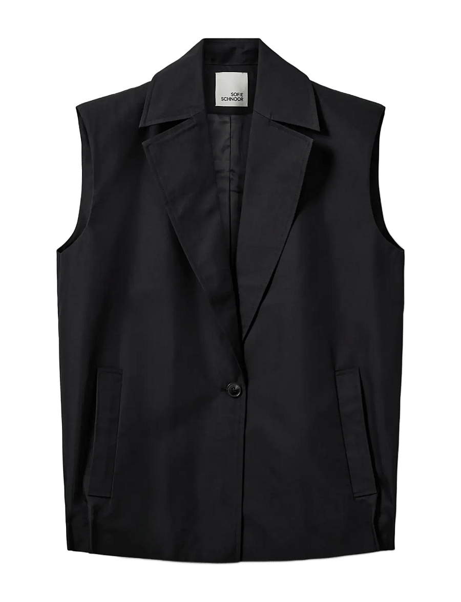 Sofie Schnoor - LANEASW PLEATED HEM VEST - jeansvästar - black - 1