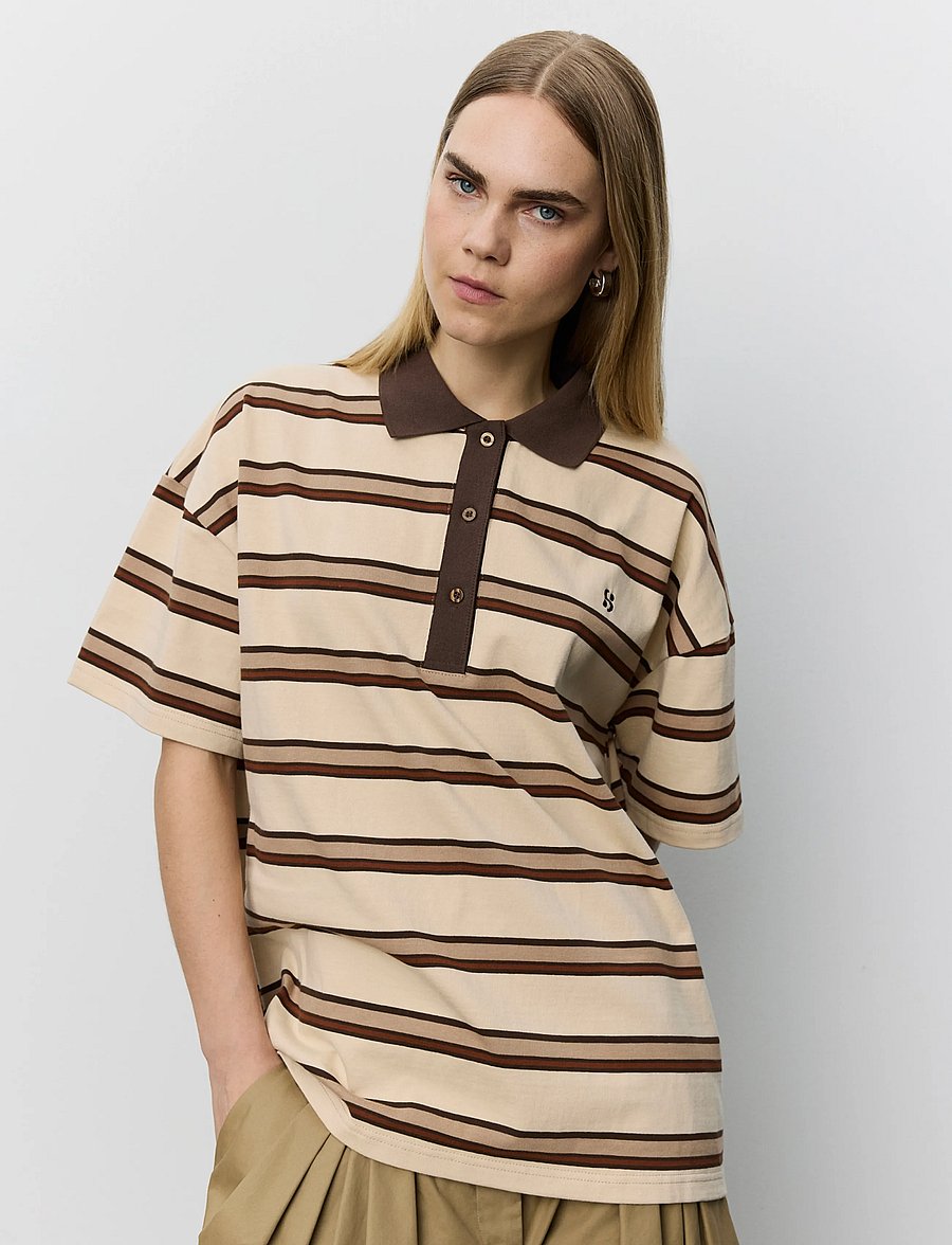 Sofie Schnoor - PILSW POLO T-SHIRT - brown striped - 0