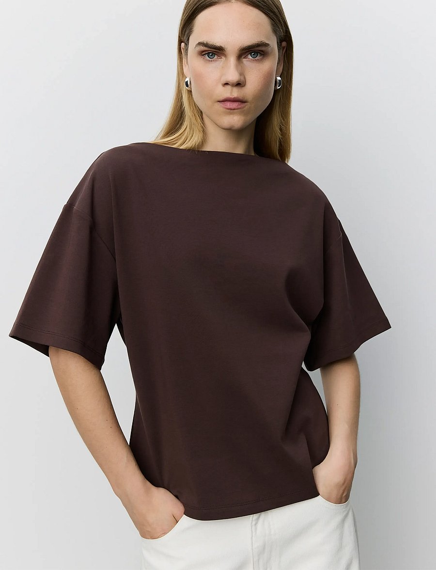 Sofie Schnoor - TEASW BOATNECK T-SHIRT - t-shirts - dark brown - 0
