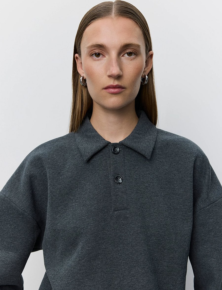 Sofie Schnoor - LUMESW POLO SWEATSHIRT - dark grey melange - 0