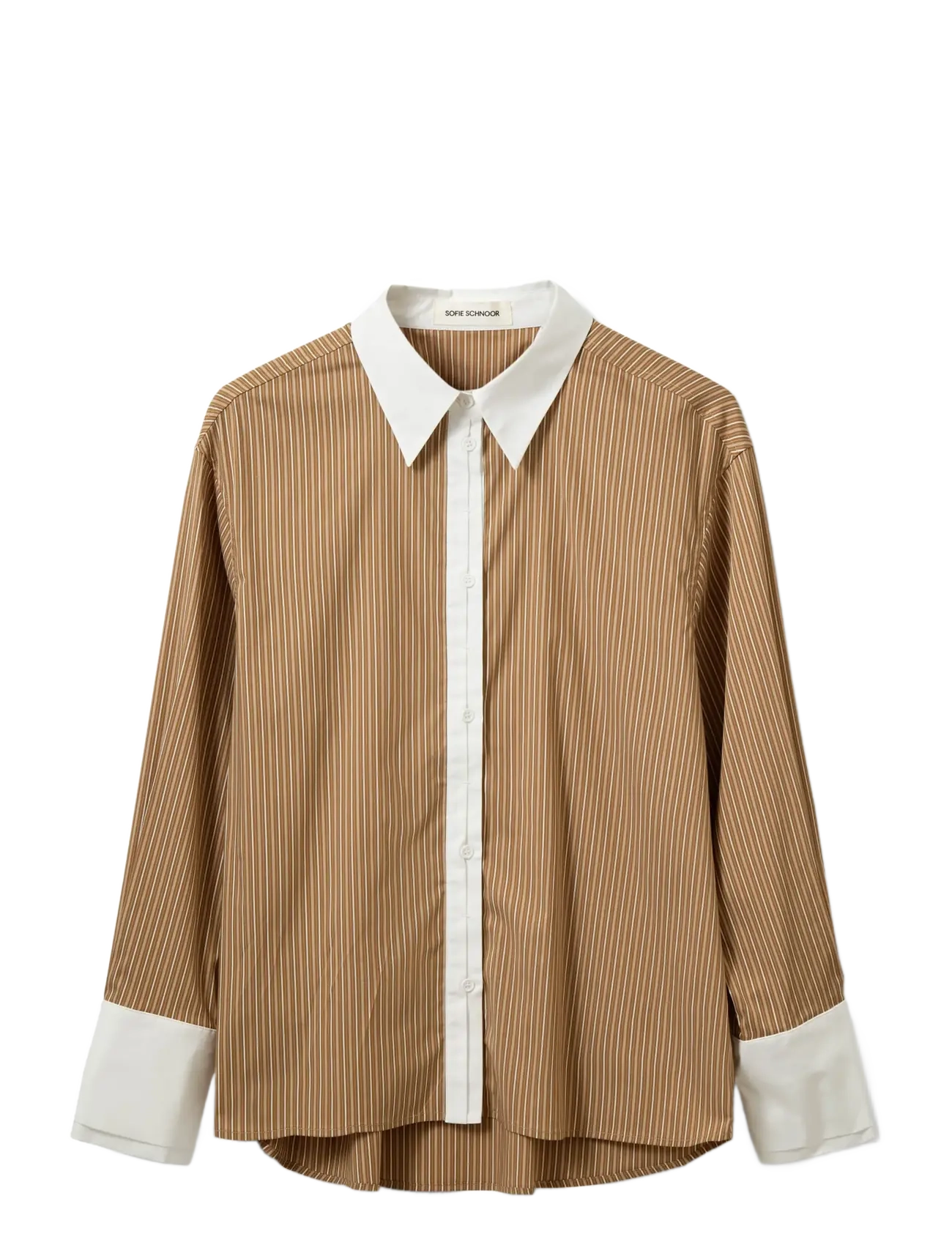 Sofie Schnoor ALLISONSW DOUBLE-CUFF SHIRT - Tøj - MAPLE BROWN STRIPED / brown