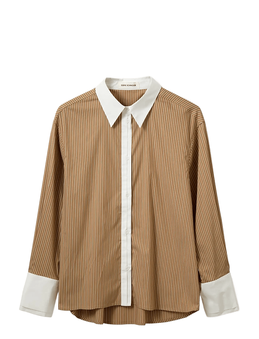 Sofie Schnoor - ALLISONSW DOUBLE-CUFF SHIRT - langærmede skjorter - maple brown striped - 1