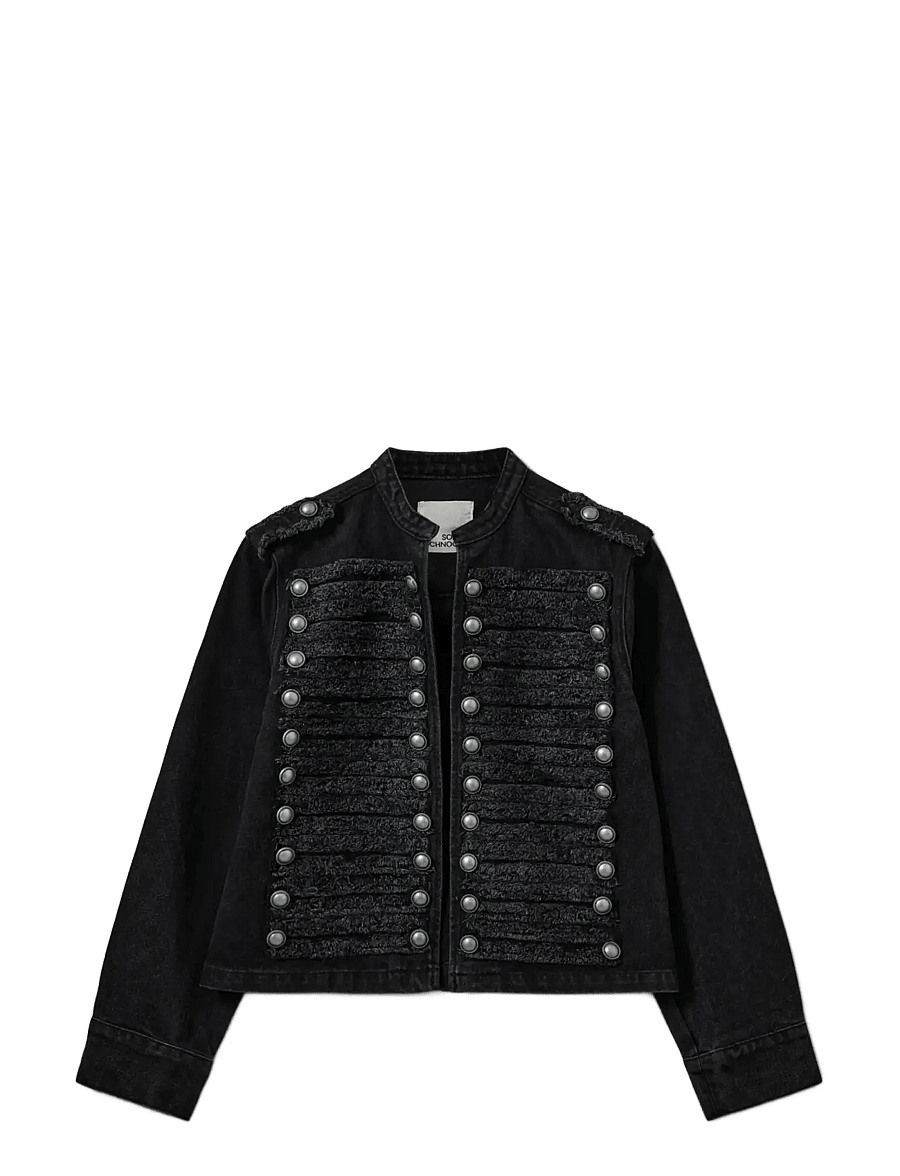 Sofie Schnoor - VALETTESW DENIM HUSSAR JACKET - light jackets - washed black - 1