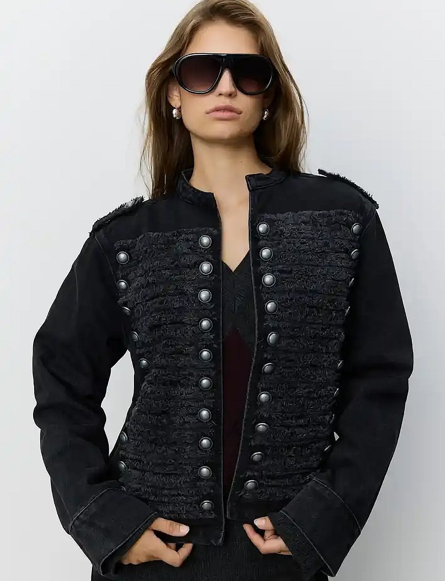 Sofie Schnoor - VALETTESW DENIM HUSSAR JACKET - light jackets - washed black - 0