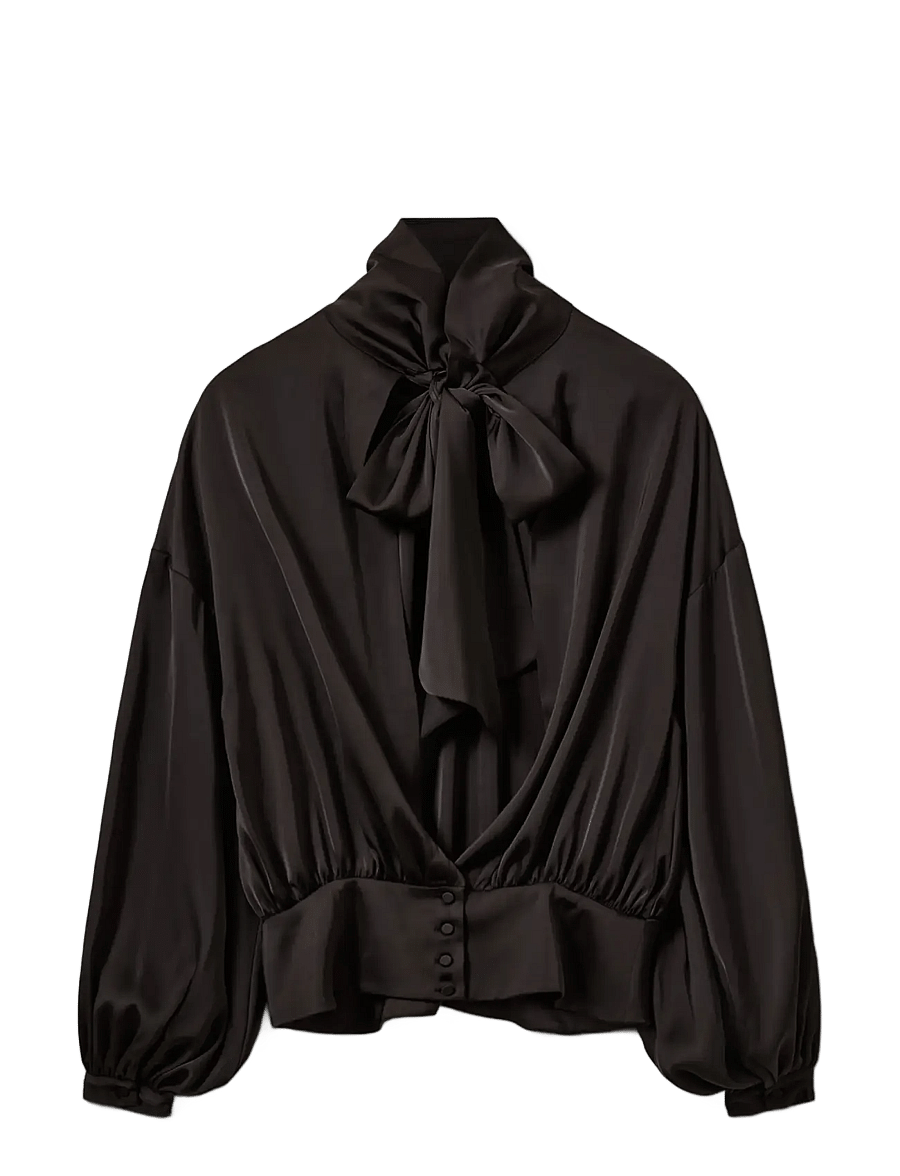 Sofie Schnoor - AMBERSW SATIN BLOUSE - long sleeved blouses - black - 2
