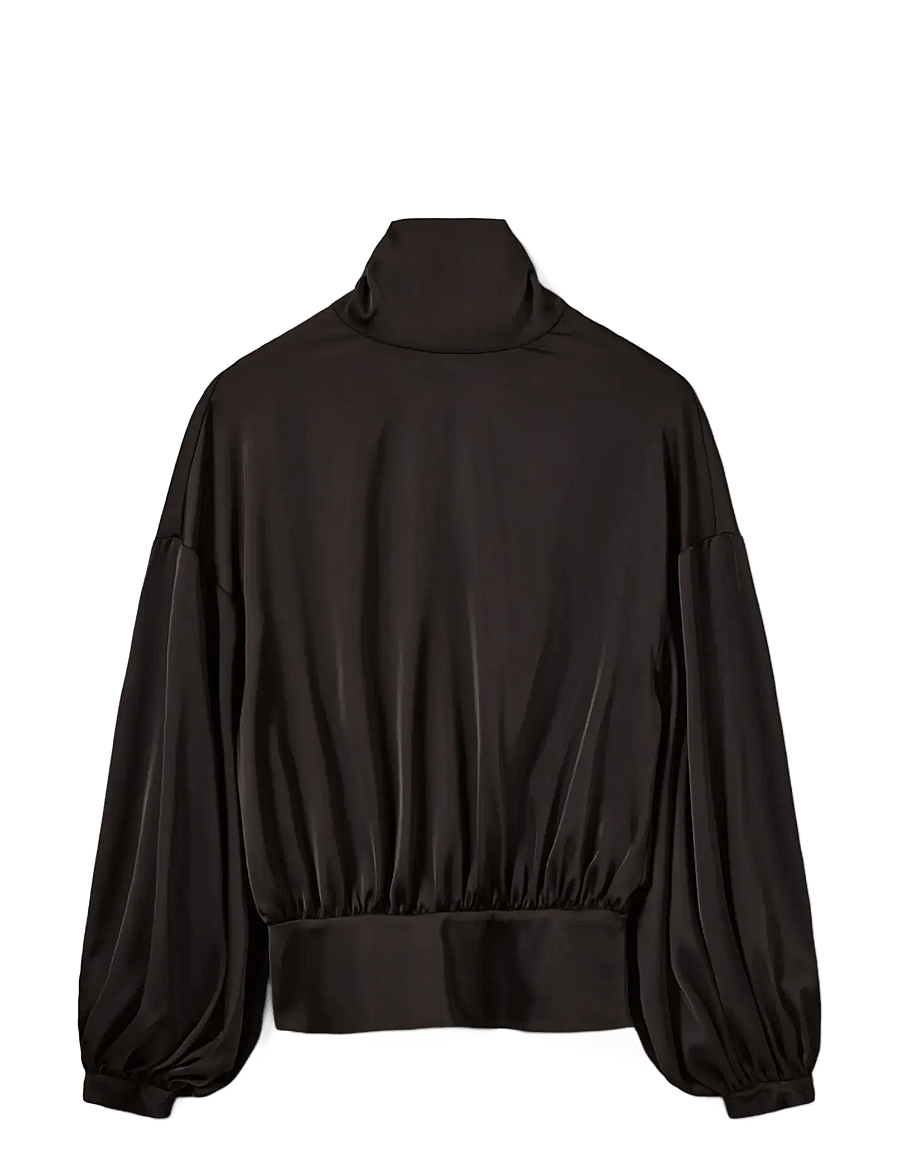 Sofie Schnoor - AMBERSW SATIN BLOUSE - long sleeved blouses - black - 1