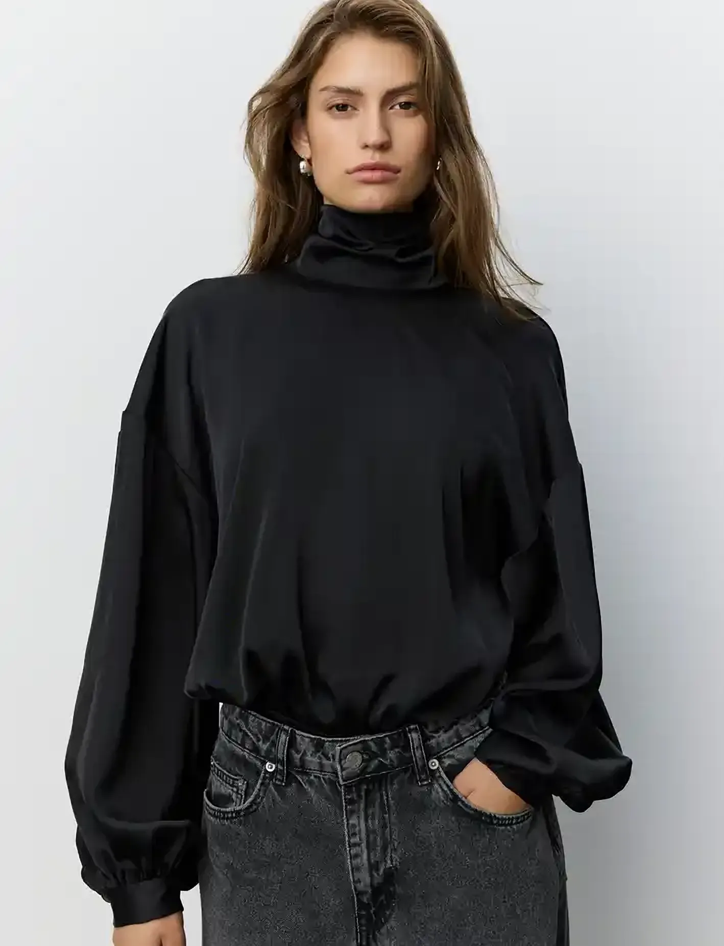 Sofie Schnoor AMBERSW SATIN BLOUSE - Blusar - BLACK / black