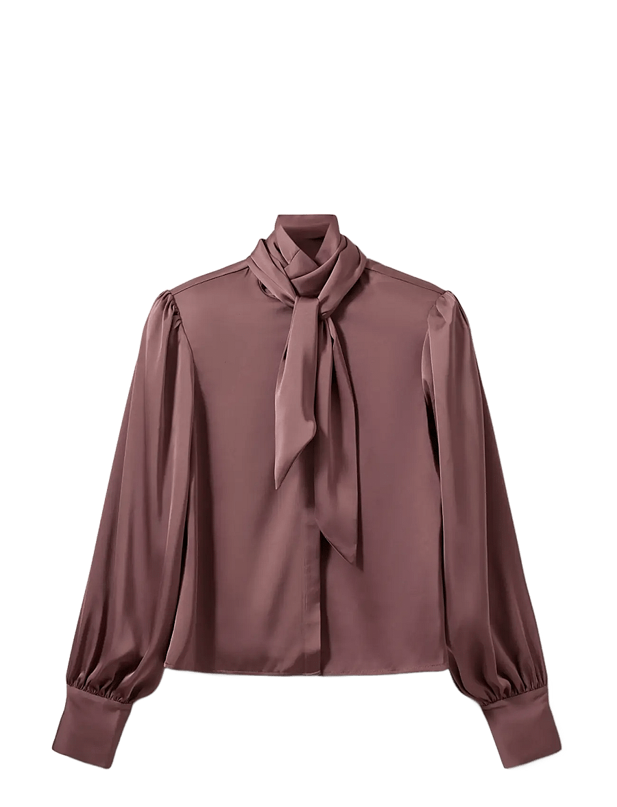 Sofie Schnoor - CARINASW SATIN SHIRT - långärmade blusar - dusty plum - 1