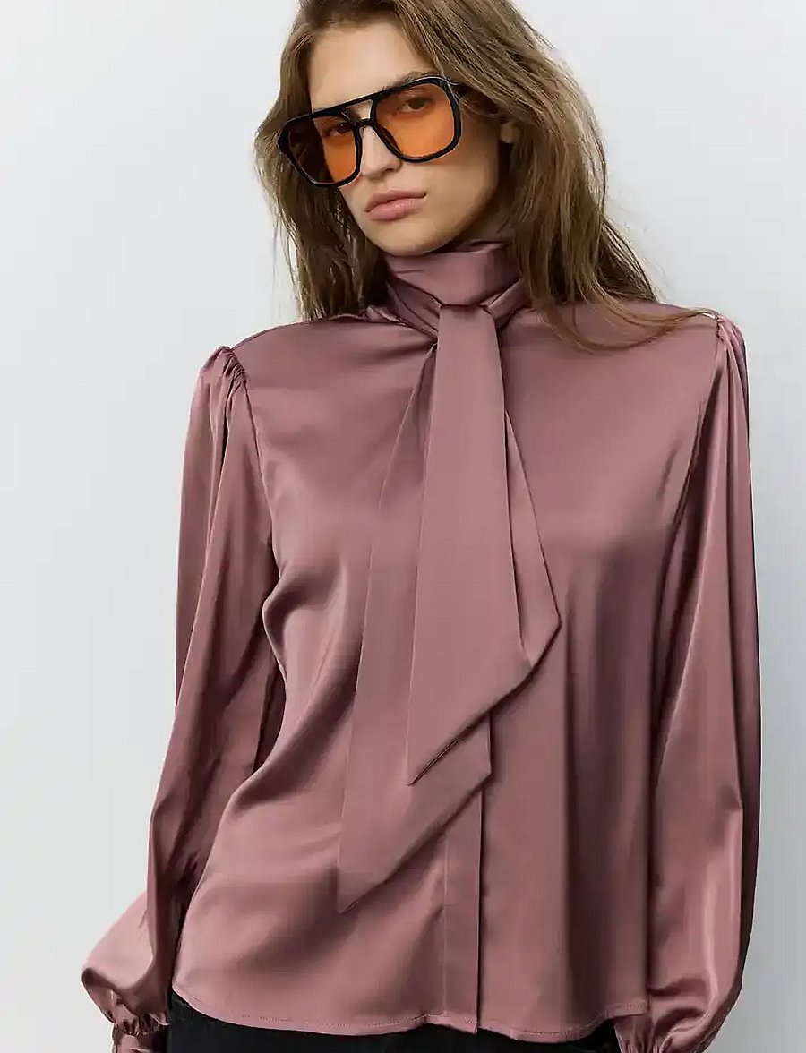 Sofie Schnoor - CARINASW SATIN SHIRT - långärmade blusar - dusty plum - 0