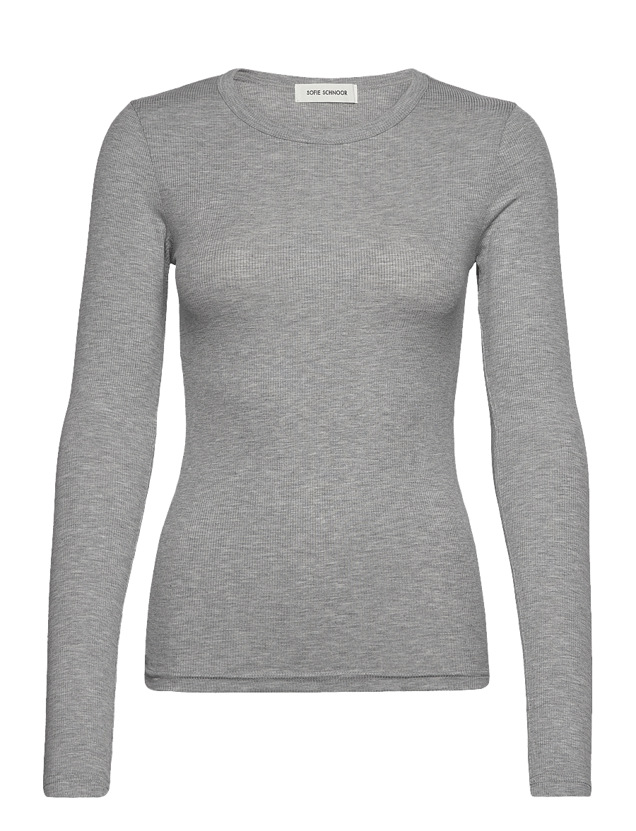 Sofie Schnoor - PETRICIASW T-SHIRT LONG SLEEVE - long-sleeved tops - grey mel - 1