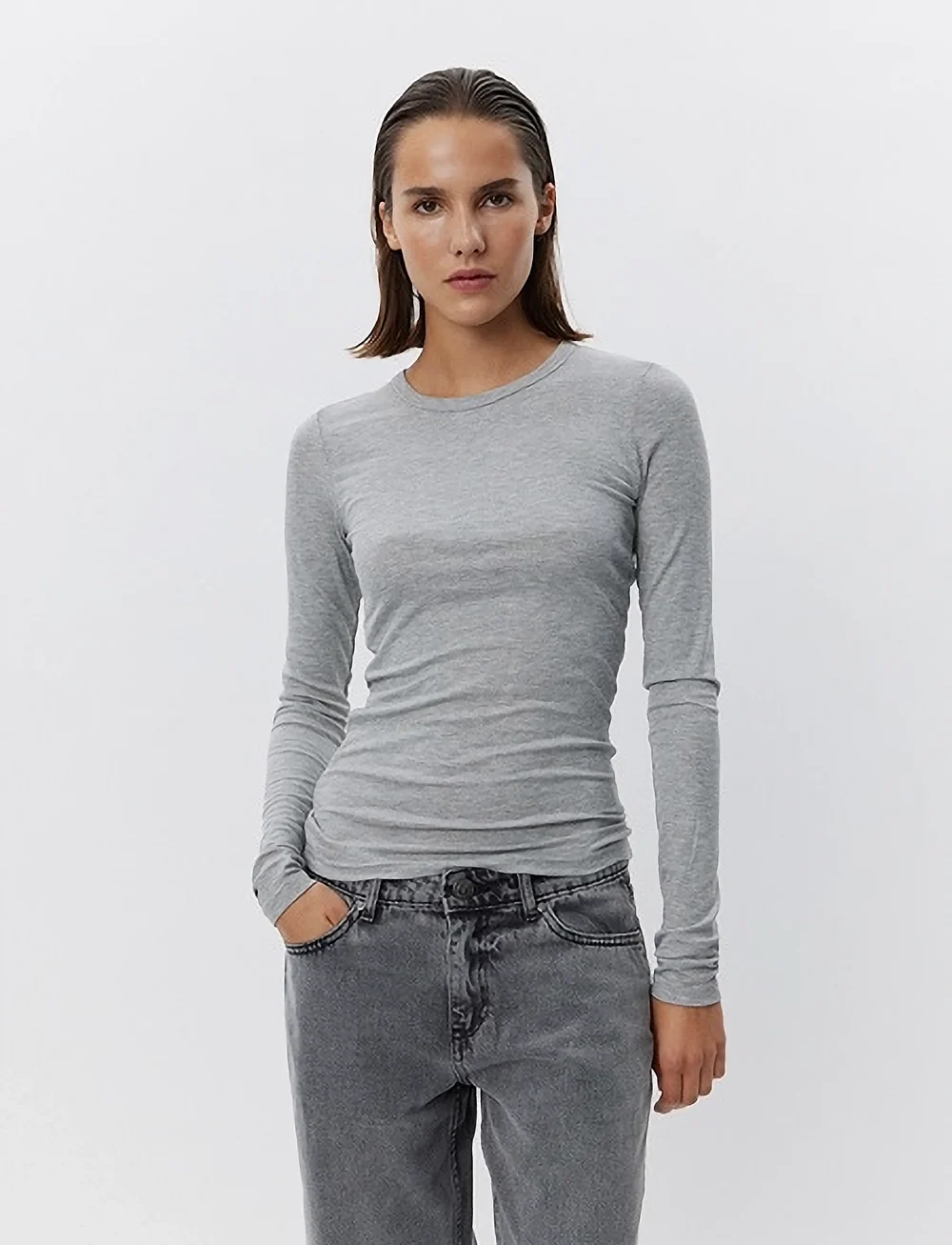 Sofie Schnoor - PETRICIASW T-SHIRT LONG SLEEVE - long-sleeved tops - grey mel - 0