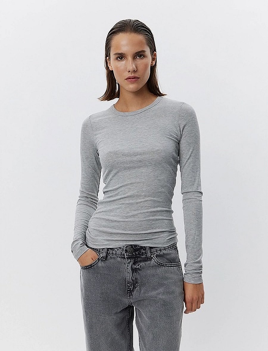 Sofie Schnoor - PETRICIASW T-SHIRT LONG SLEEVE - long-sleeved tops - grey mel - 0