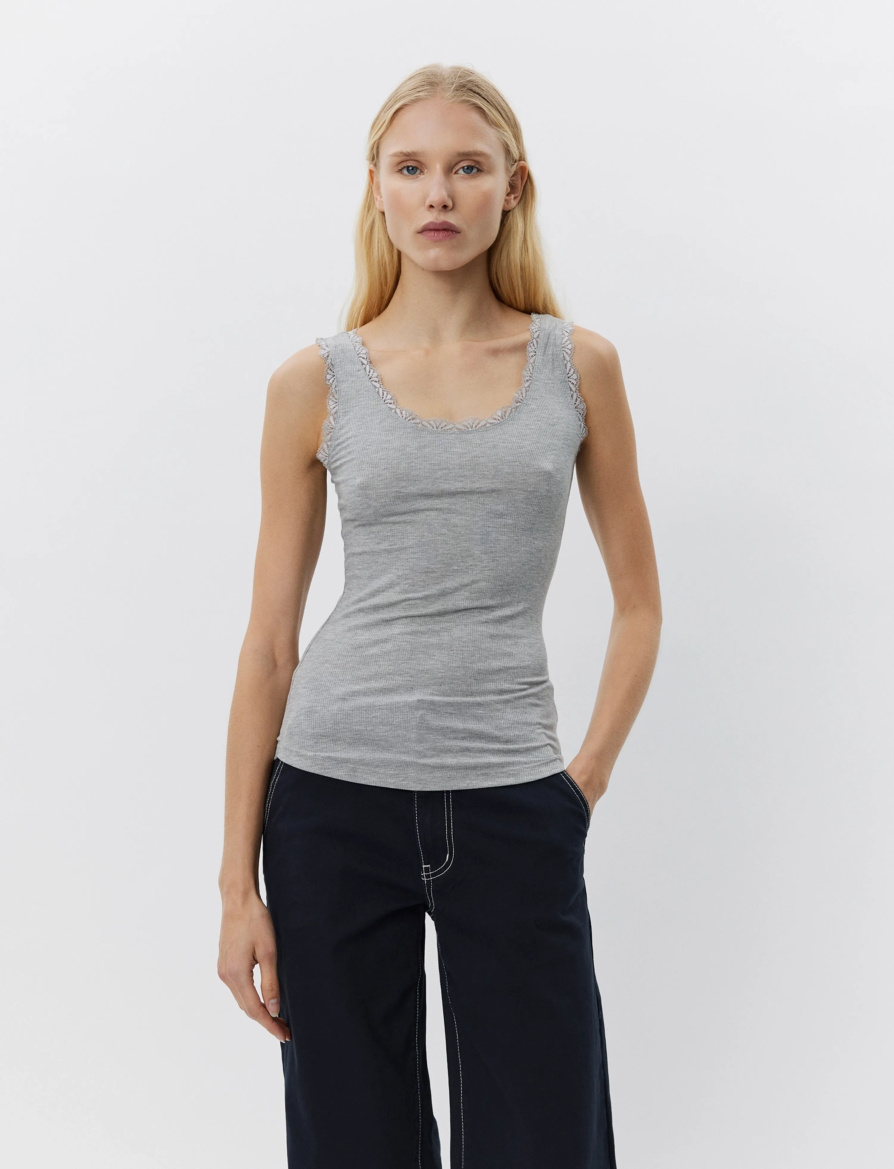 Sofie Schnoor ULRIKKESW TOP - Sleeveless tops - GREY MEL / grey