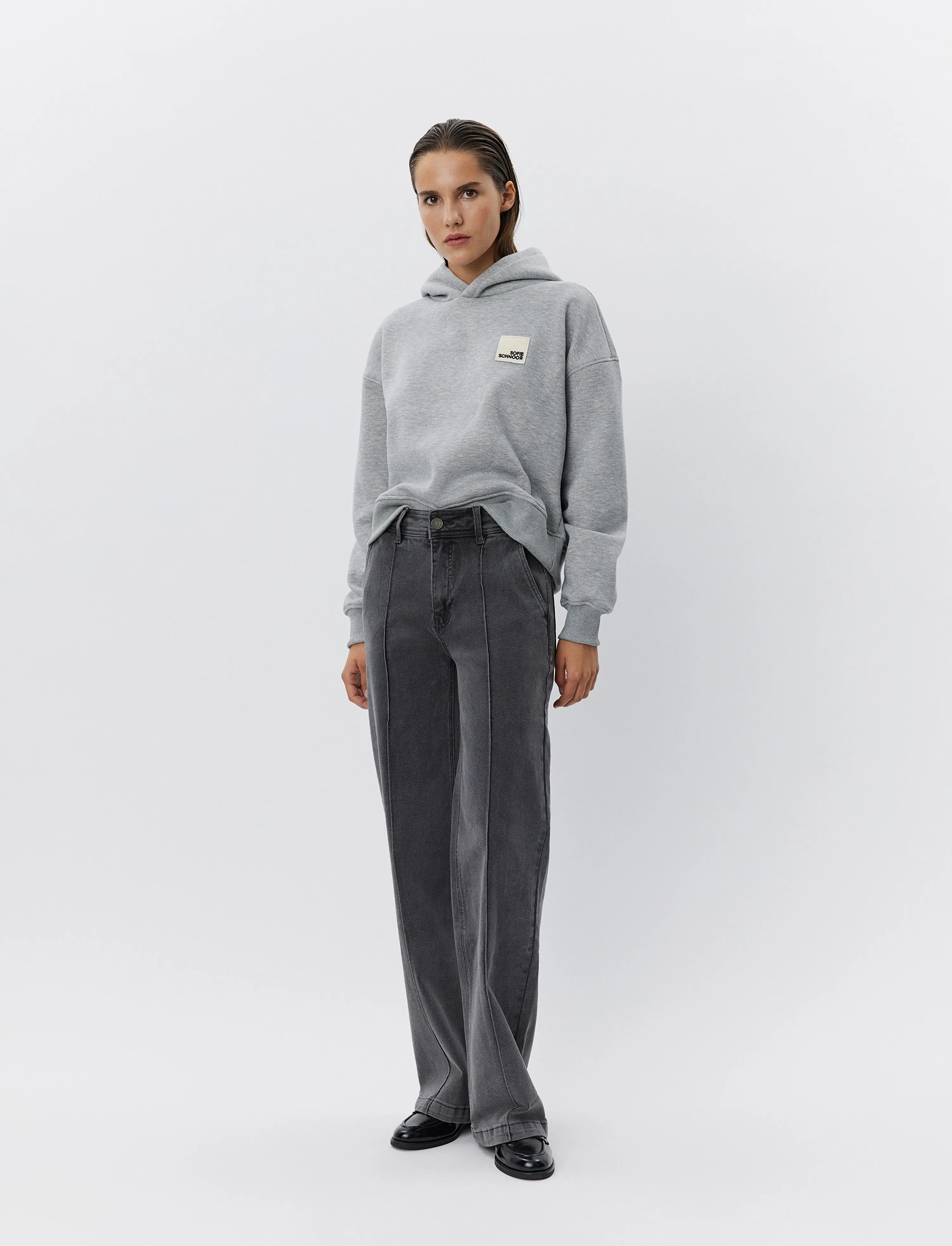 Sofie Schnoor Carisw Mid Jeans, S, Trousers, Grau - Wide Leg, Frauen