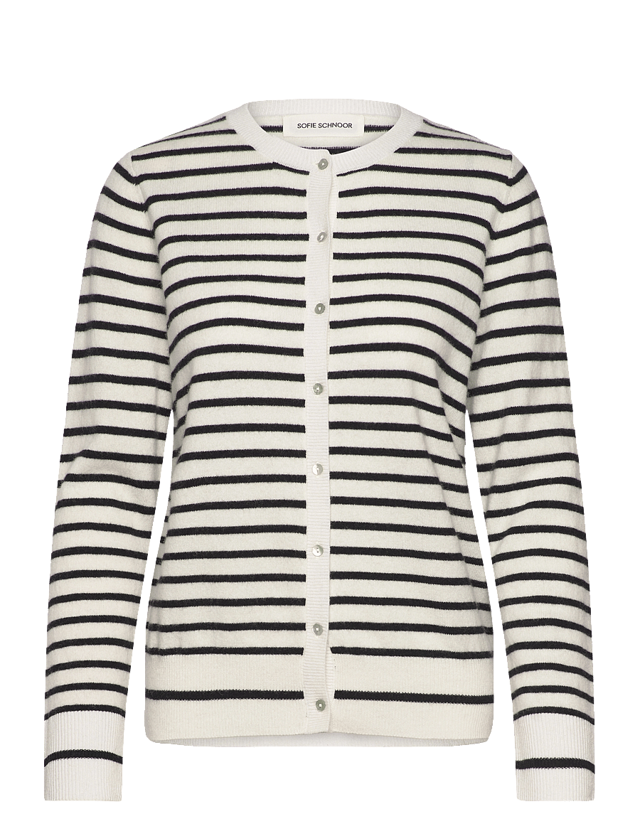 Sofie Schnoor - CISSESW STRIPE CARDIGAN - cardigans - black off white - 1