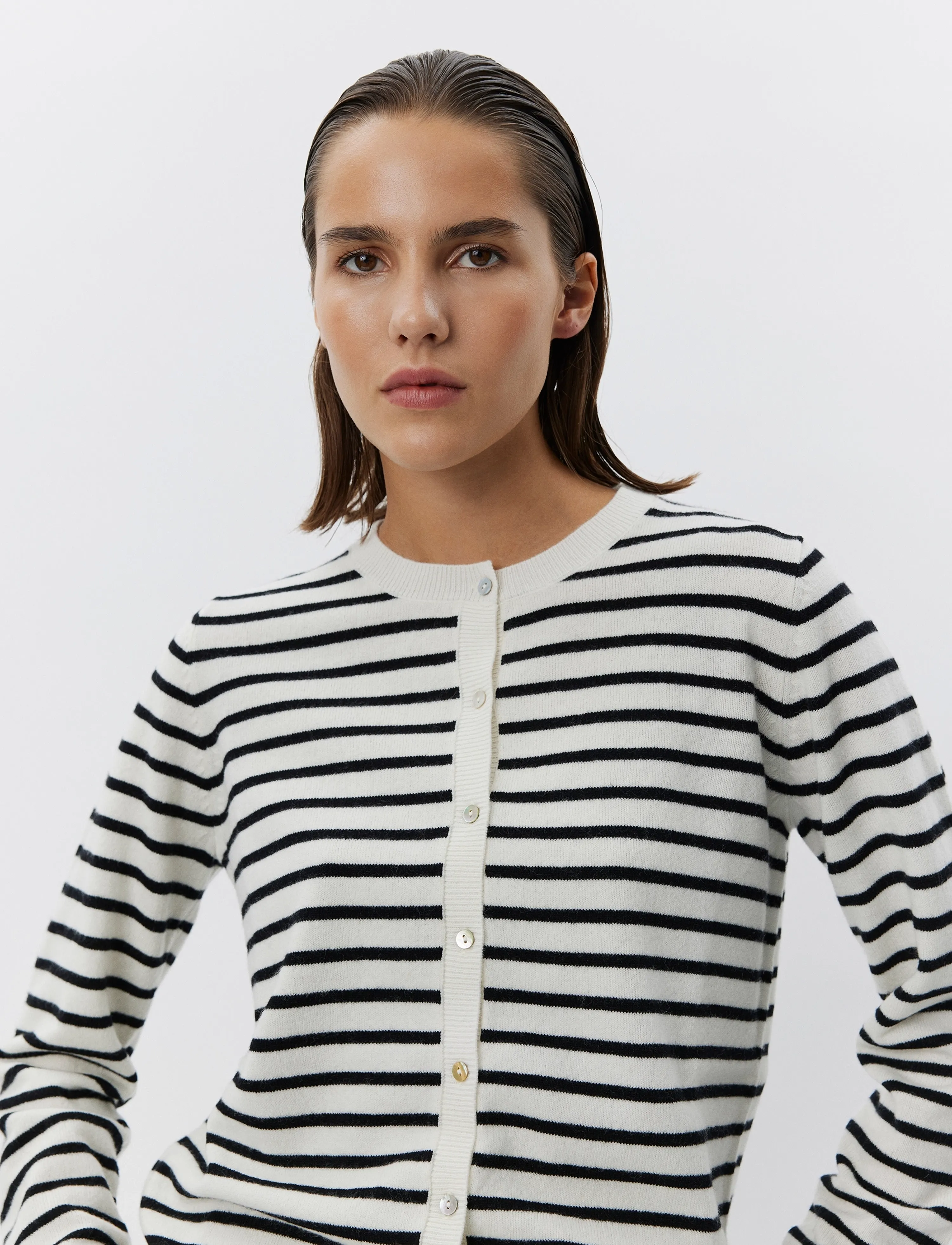 Sofie Schnoor Cissesw Stripe Cardigan, XS, Cream, Strik > Cardigans, Dame