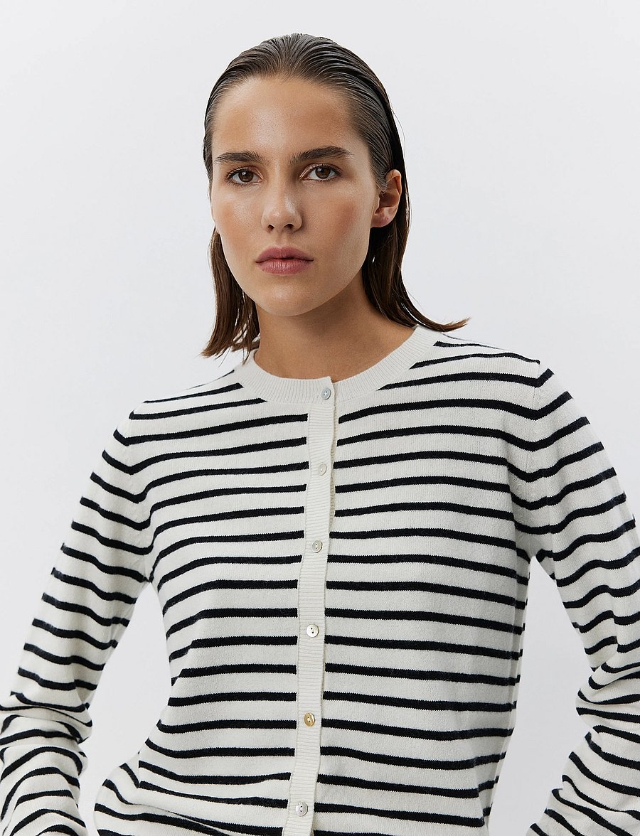 Sofie Schnoor - CISSESW STRIPE CARDIGAN - cardigans - black off white - 0