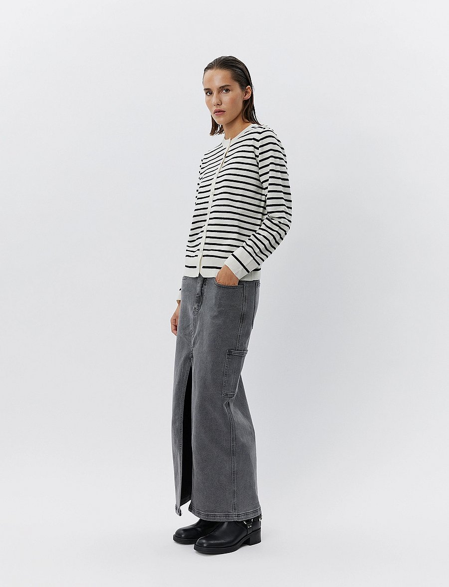 Sofie Schnoor - CISSESW STRIPE CARDIGAN - cardigans - black off white - 4