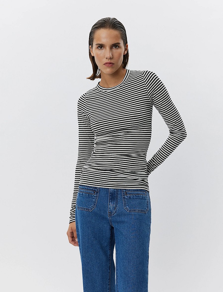 Sofie Schnoor - PETRICIASW STRIPE T-SHIRT LONG SLEE - langärmlige tops - black striped - 3
