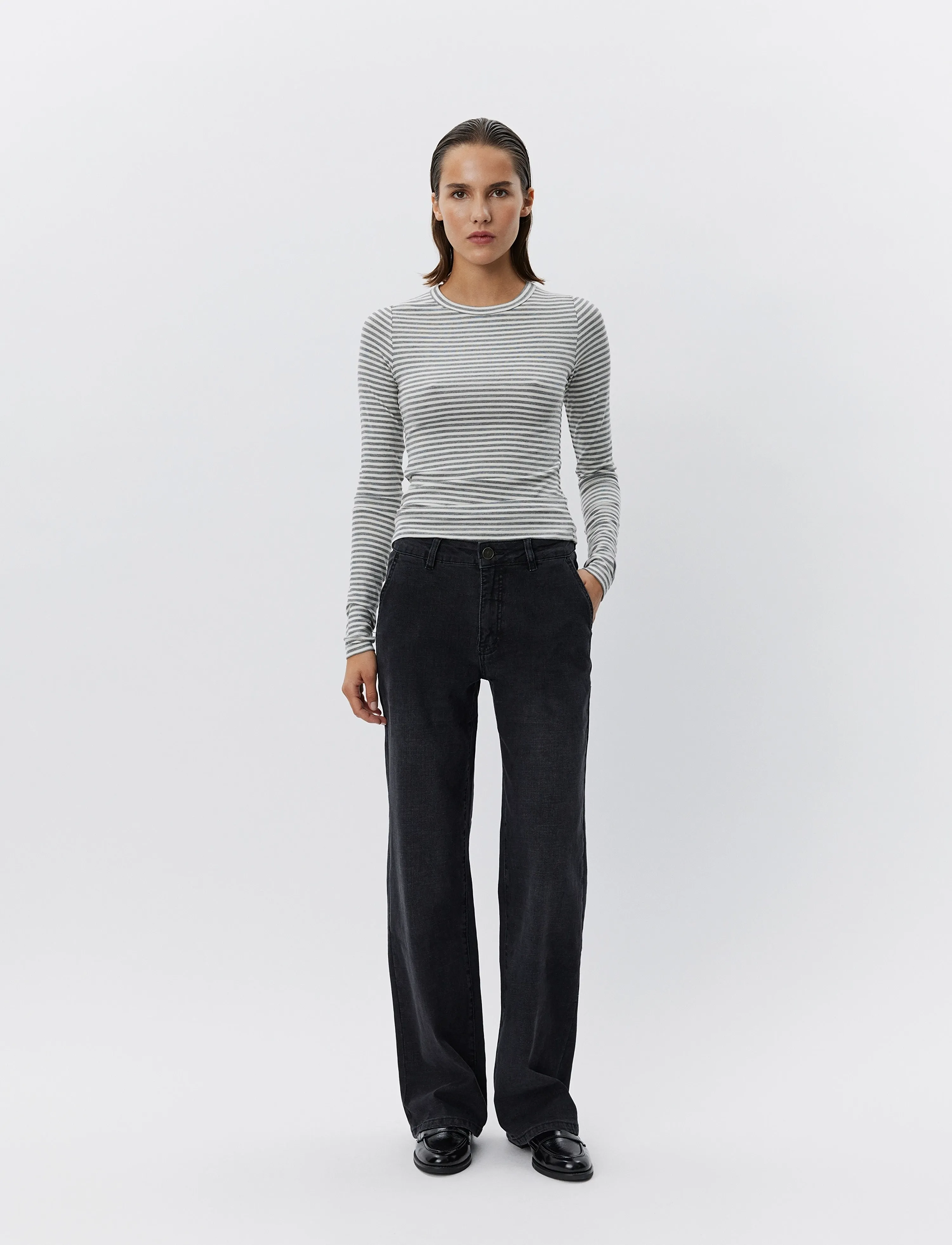 Sofie Schnoor - PETRICIASW STRIPE T-SHIRT LONG SLEE - langärmlige tops - black striped - 4