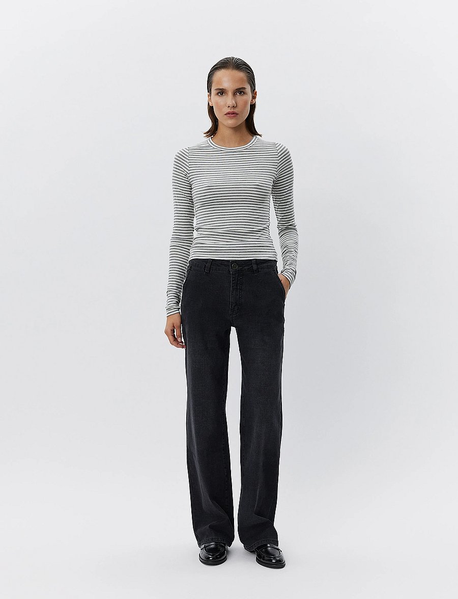 Sofie Schnoor - PETRICIASW STRIPE T-SHIRT LONG SLEE - langärmlige tops - black striped - 4