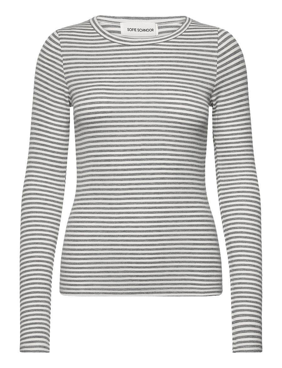 Sofie Schnoor - PETRICIASW STRIPE T-SHIRT LONG SLEE - langærmede toppe - grey striped - 1