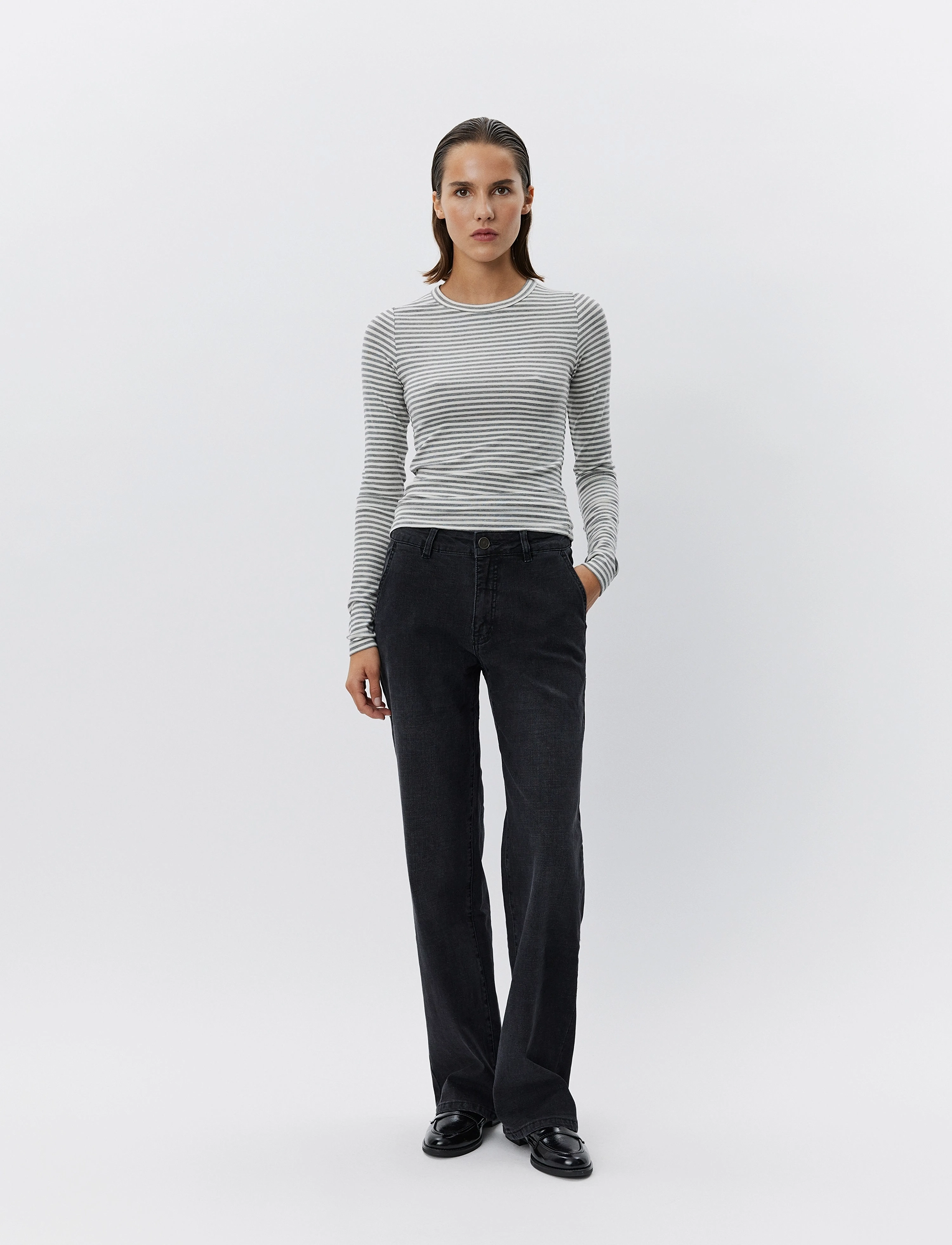 Sofie Schnoor - PETRICIASW STRIPE T-SHIRT LONG SLEE - langærmede toppe - grey striped - 3